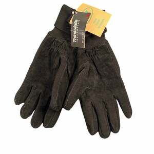 New G.H. Bass Black Suede Winter Gloves 3M Thinsulate 40g Thermal Knit Cuff NWT